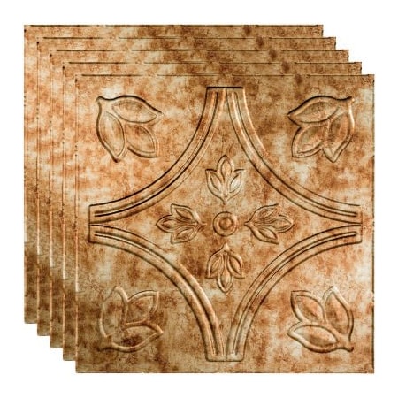 Acoustic Ceiling Products Fasade Traditional Syle # 5 - 23-3/4" x 23-3/4" PVC Lay In Tile in Bermuda Bronze - PL7017